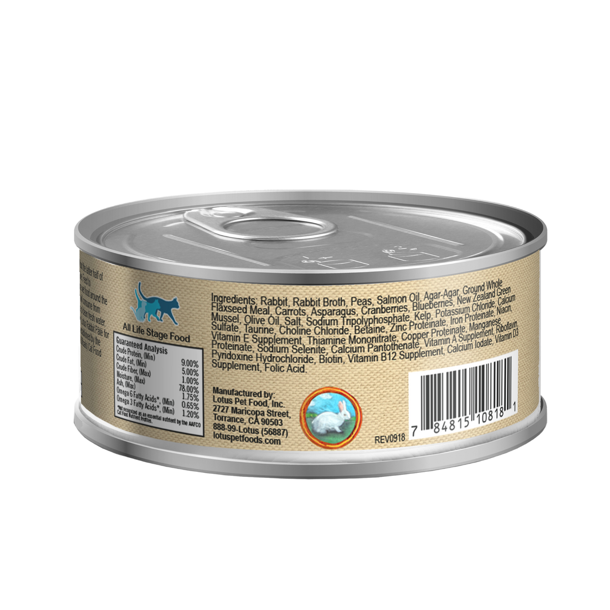 Lotus Grain Free Rabbit Pate 150g Canned Cat Food Critters Pet