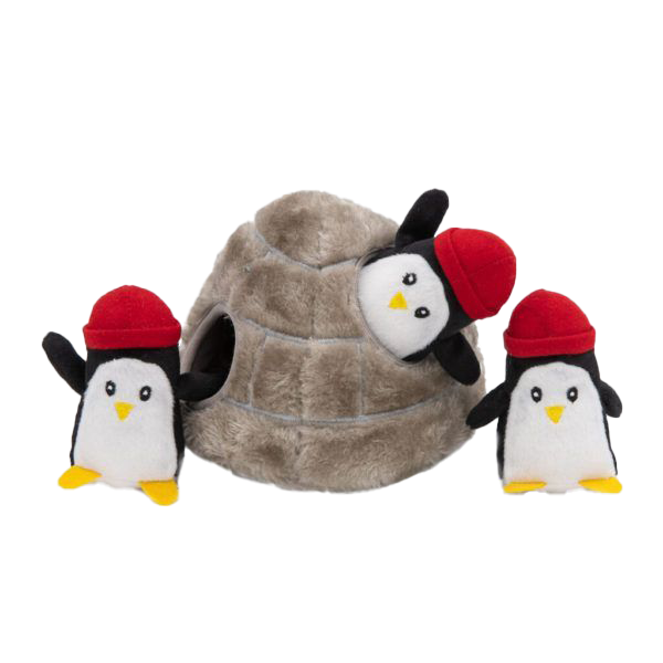 Holiday Item ZippyPaws Holiday Burrow Squeaker Toy Penguin Cave