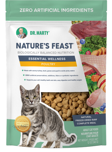 Dr. Marty Natures Feast Essential Wellness Poultry 340g Natural Freeze Dried Cat Food