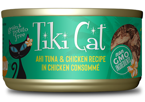 Tiki Cat Hookena Luau Ahi Tuna & Chicken Recipe in Chicken Consomme Canned Cat Food