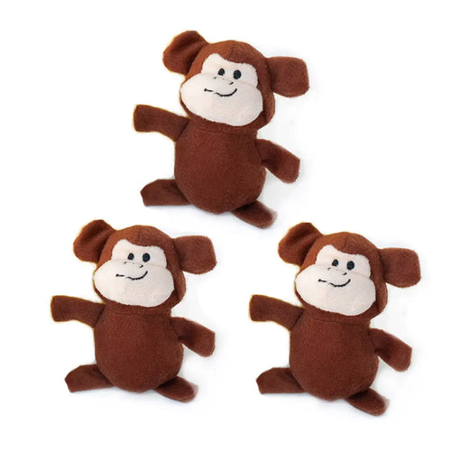 ZippyPaws Miniz 3-Pack Monkeys Plush Dog Toys