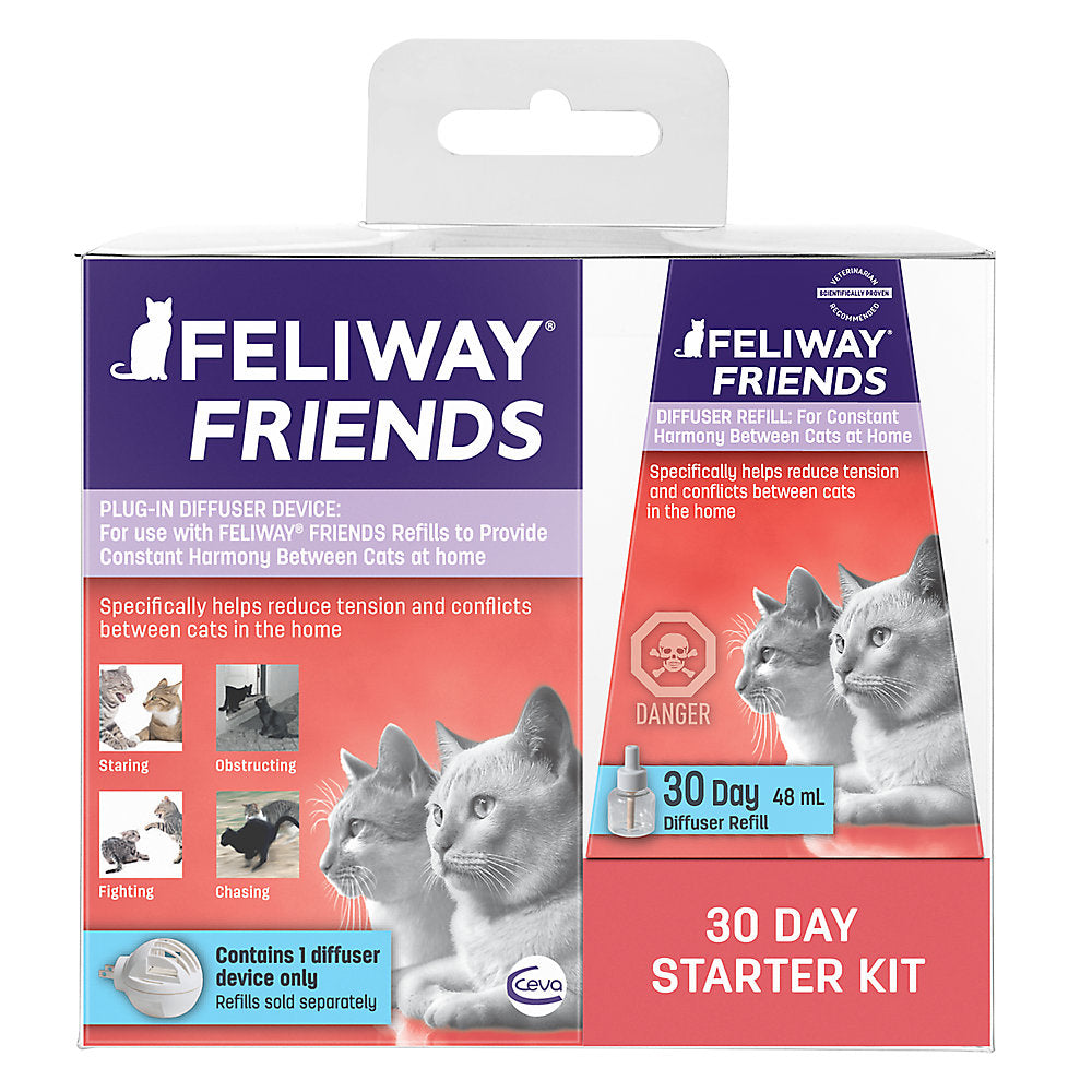Feliway Friends 30 Day Refill (Value 3 pack), helps to reduce conflict in  multi-cat households, helping cats get along better - 48ml x3 & Friends 30  Day Starter Kit Diffuser and Refill
